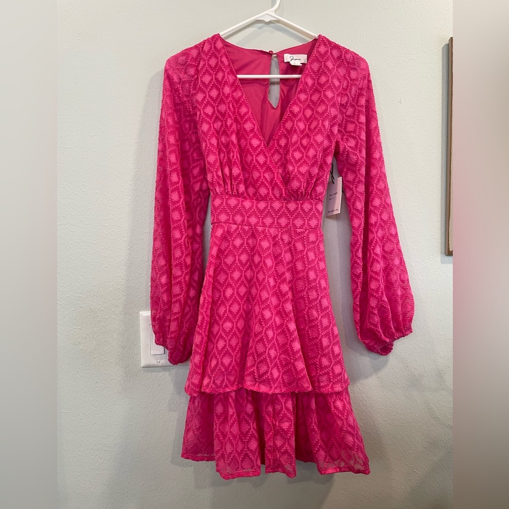 Pink Retro Print Japna mini /midi Dress